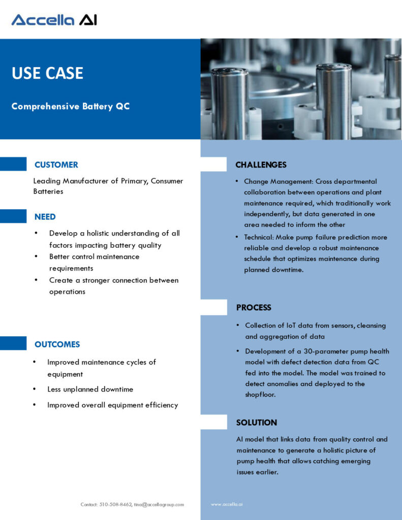Use case comprehensive battery QC
