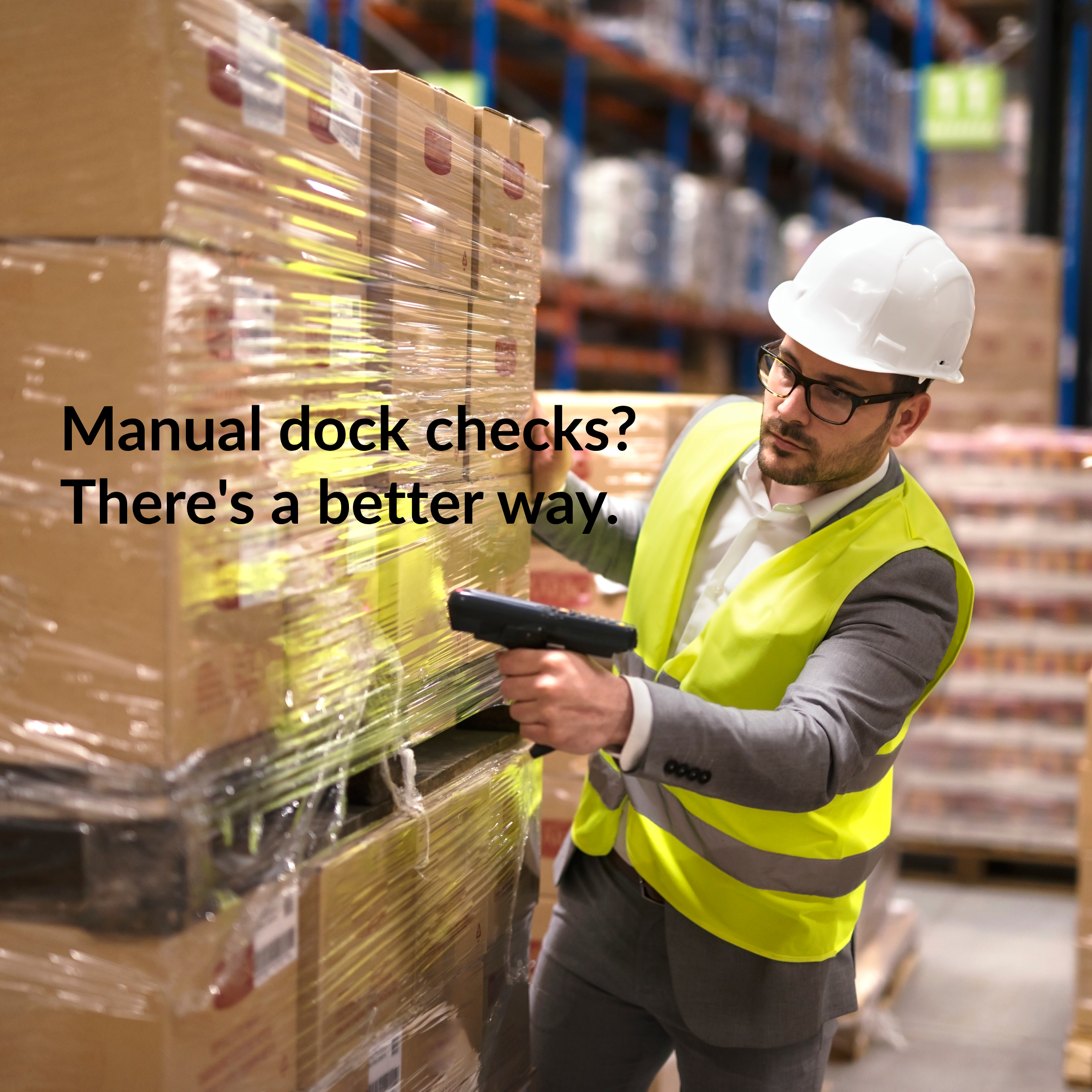 Warehouse worker manually scanning pallet before AI pallet verification replaces manual dock checks